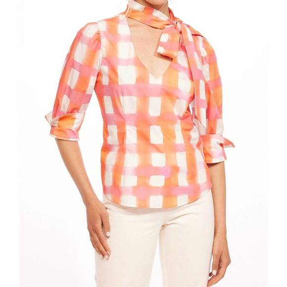 NEW EVA FRANCO natalya top in morning plaid - Picture 1 of 3